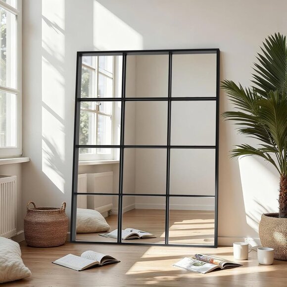 Bimno 30 x 40 Inch Farmhouse Window Pane Mirror - Picture 2 of 7